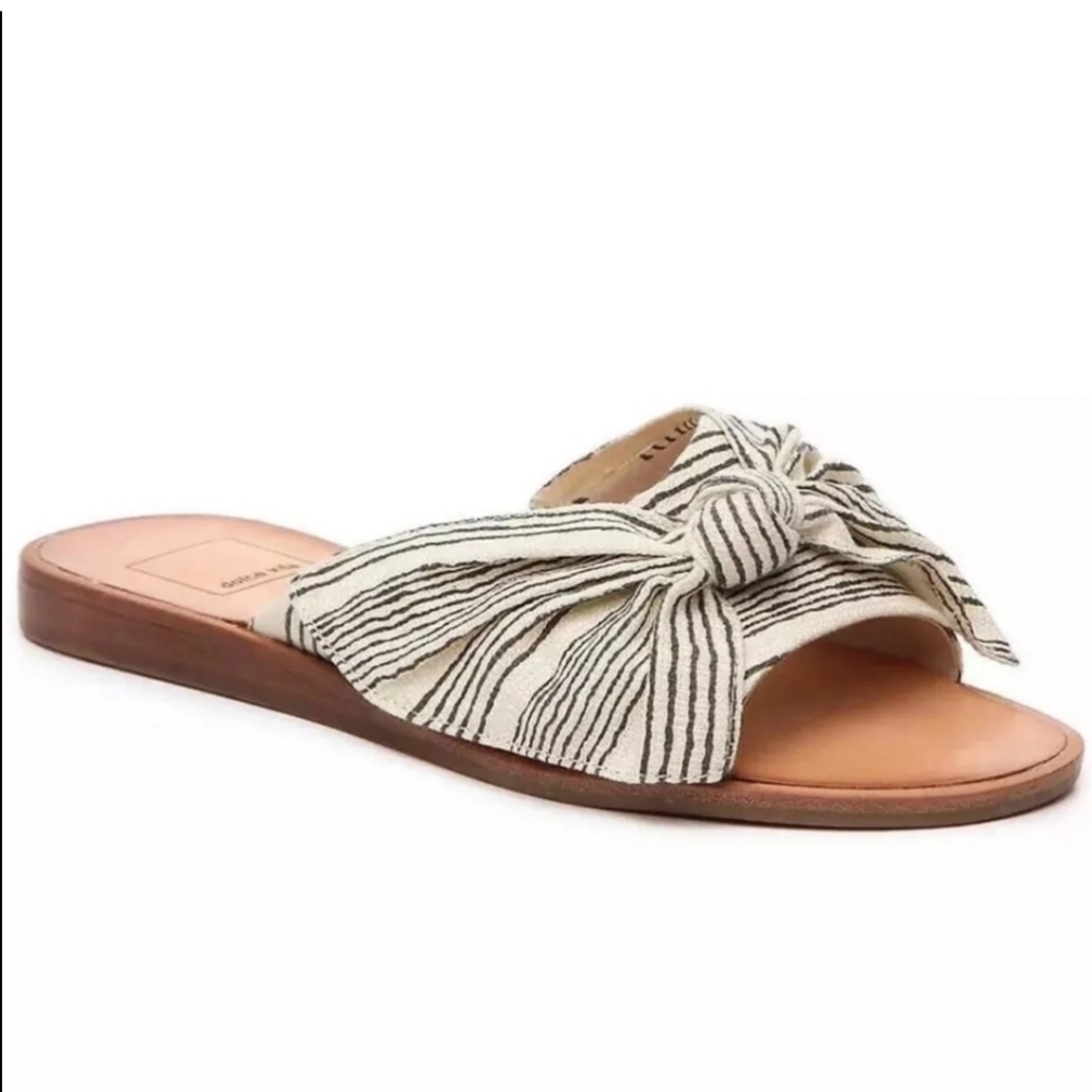 Dolce Vita Parin Striped Fabric Bow Slide Sandals Anthro DV sz 8.5